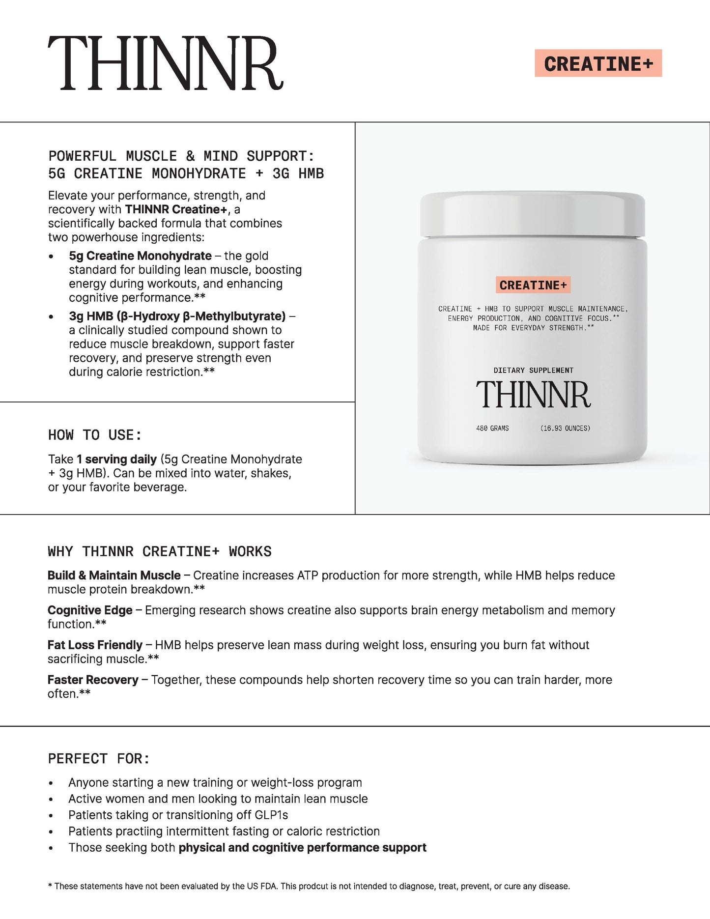 Creatine + HMB - Support Lean Muscle, Enhance Energy & Endurance